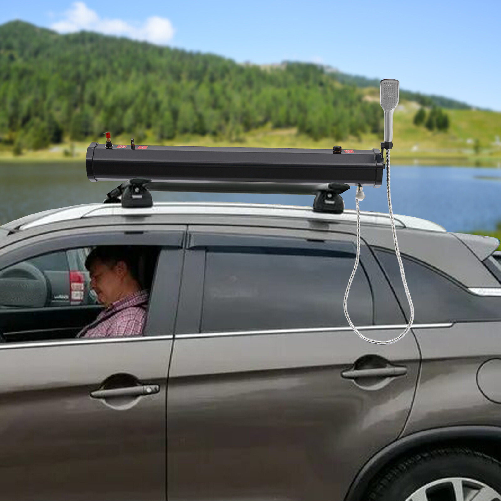 Portable Water Tank for Camping Outdoor Water Supply Roof Rack Mount Road Shower