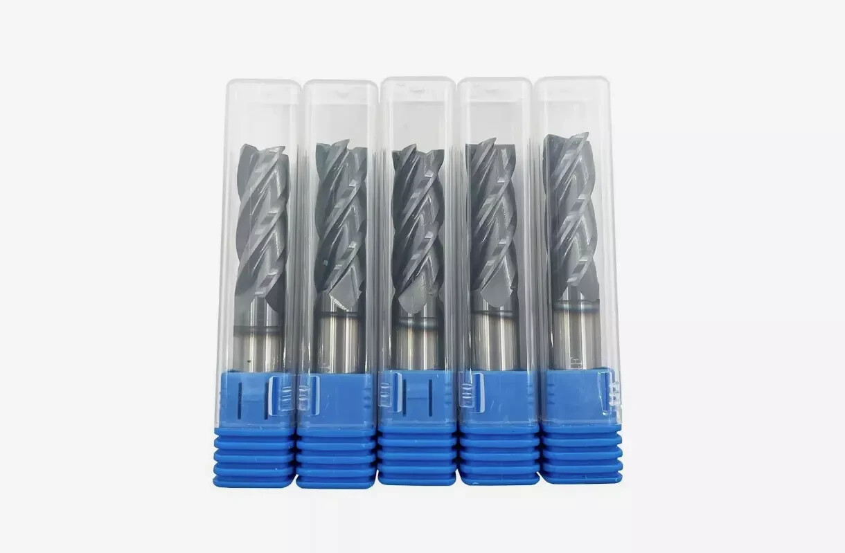 5 PCS 1/2" 4 Flutes Square Helix Carbide End Mill Bits AlTiCrN Coated HRC 50