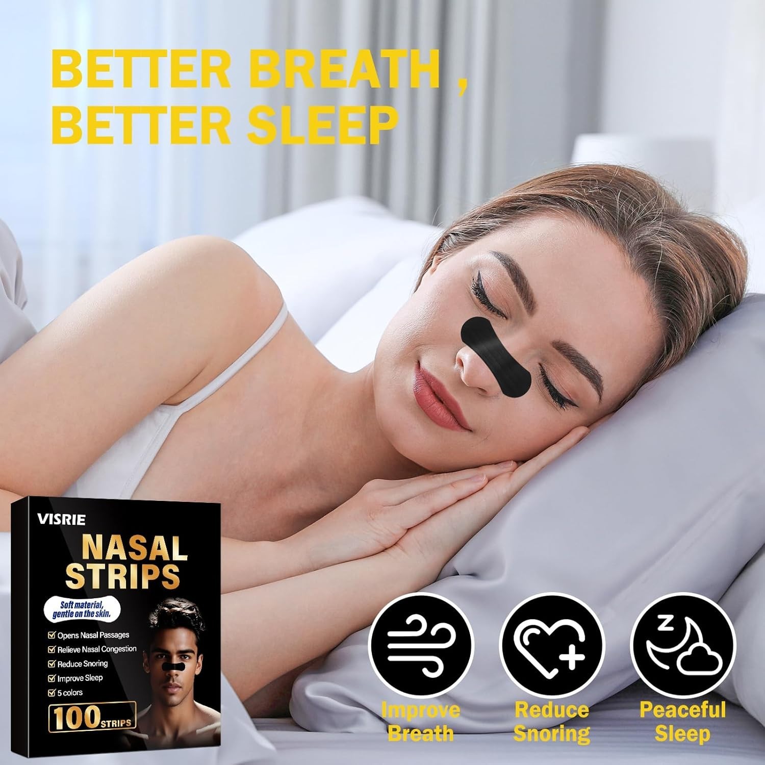 100 Count Extra Strength Nasal Strips - Snoring Relief & Enhanced Breathing