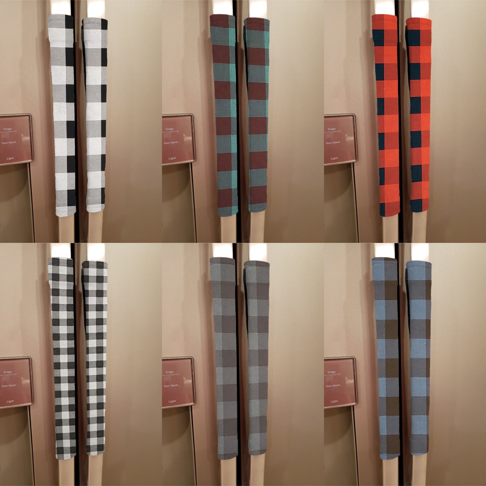 Buffalo Check Plaid Refrigerator Oven Dishwasher Handle Covers (6 Colors)
