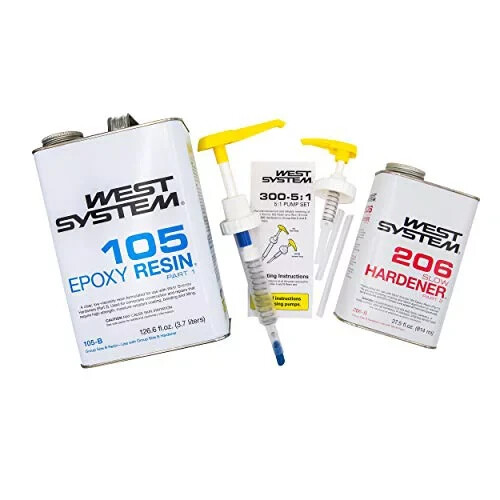West System Epoxy Resin 105-B Slow Epoxy 206B Hardener & Mini Pump Set