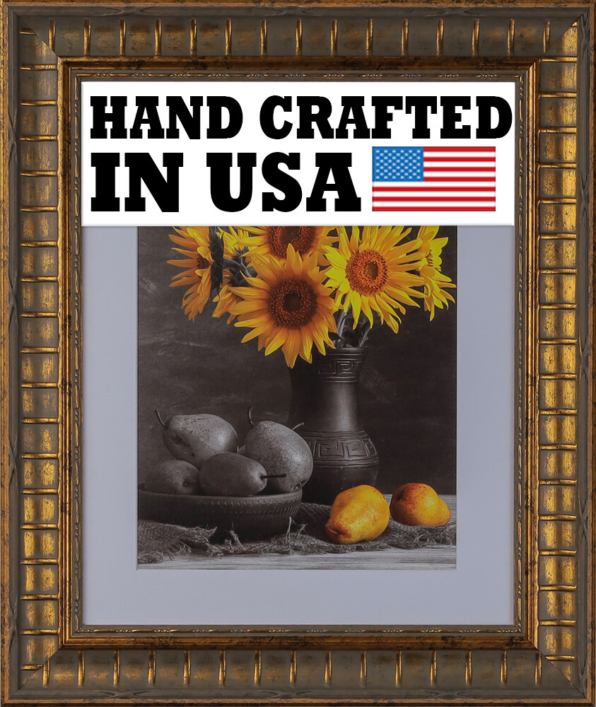 Custom Matted Picture Poster Frame & Mat 3" Gold French Ornat 1946 16x20 24x36