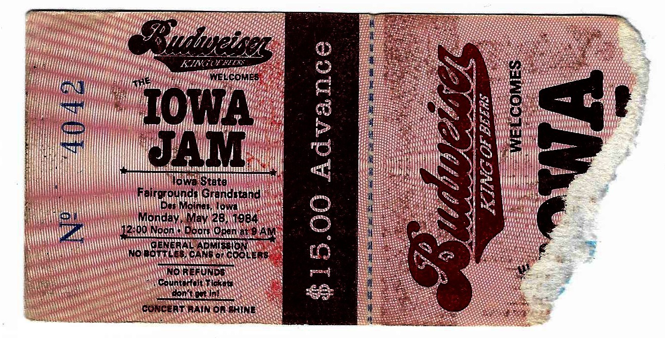 Ozzy Osbourne Ted Nugent Motley Crue Accept 5/28/84 Des Moines Ticket Stub