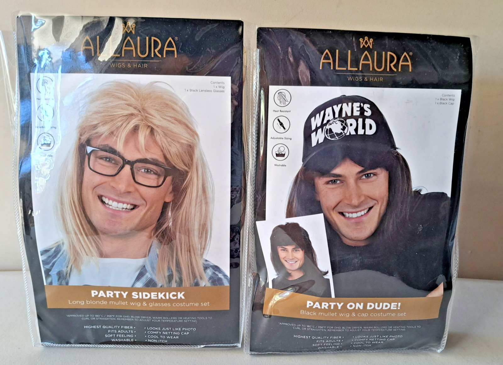 Waynes World Duo Wig Costume Garth & Wayne Cosplay NWT