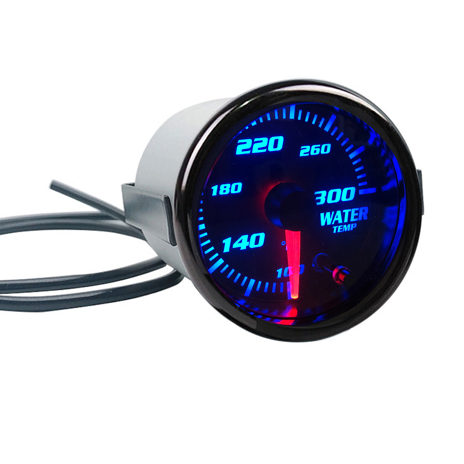 2''52mm Water Temp Gauge Meter W/ 1/8 NPT Temp Sensor 100-300℉ 7 Color LED