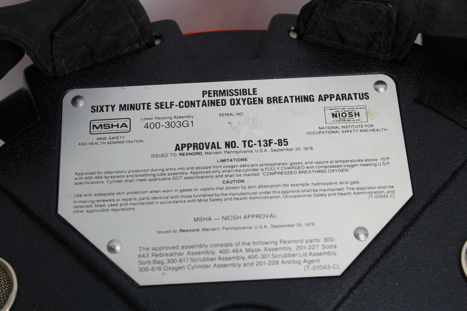 BioPak 60p 60 Minute Self contained Oxygen Breathing Apparatus Rebreather extras