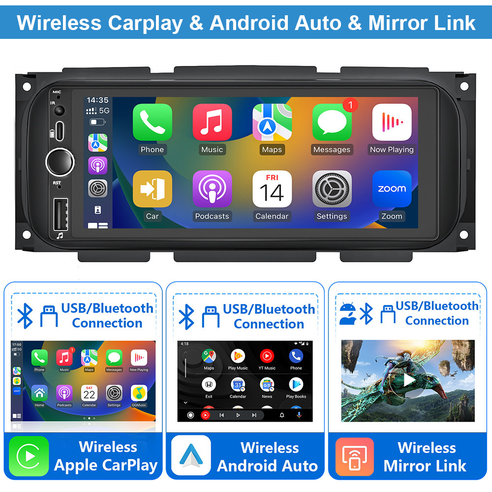 Car Stereo Radio For 2002-2005 Dodge Ram 1500 2500 3500 Android 14 Carplay GPS