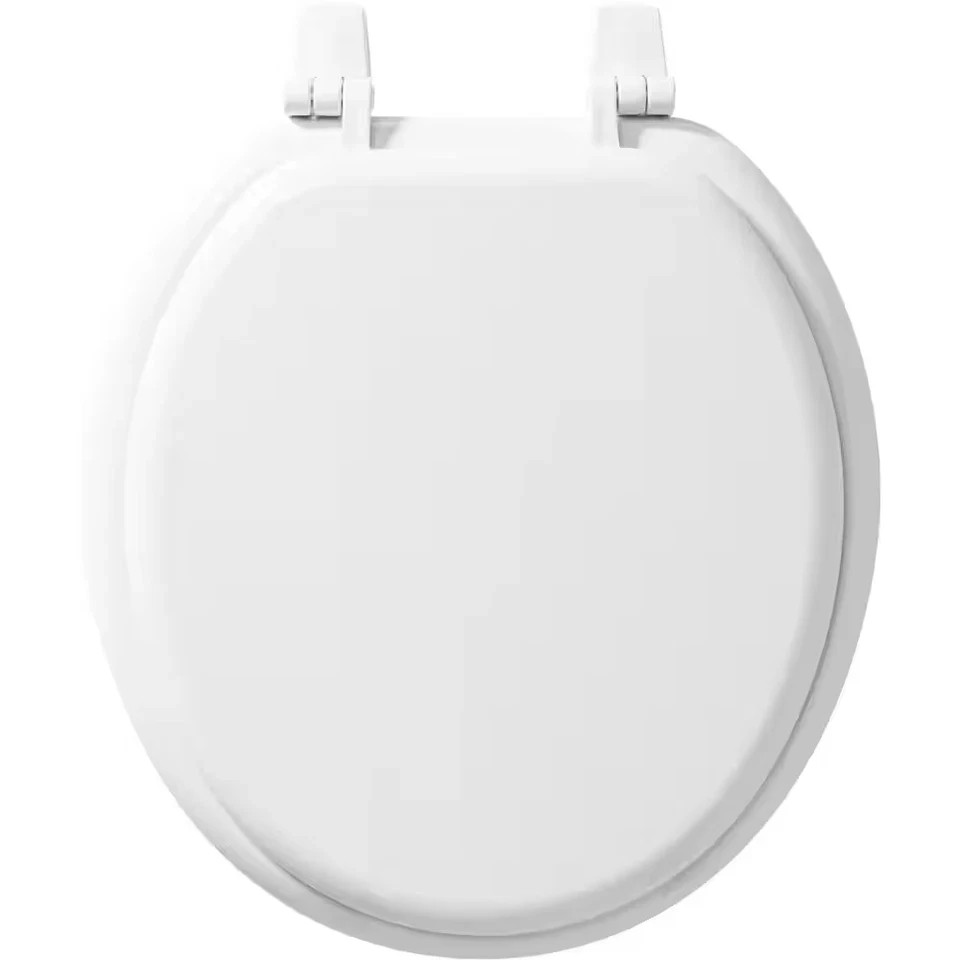 NEW Round Closed Front Enameled Wood Toilet Seat in White Durable & Wood Finish