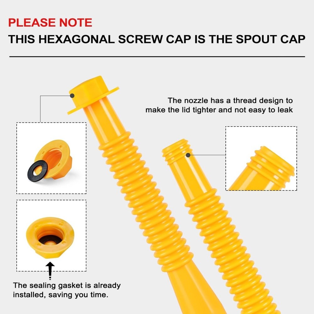 Gas Can Spout Nozzle Vent Kit Replacement for Plastic Gas Cans Old Style Caps