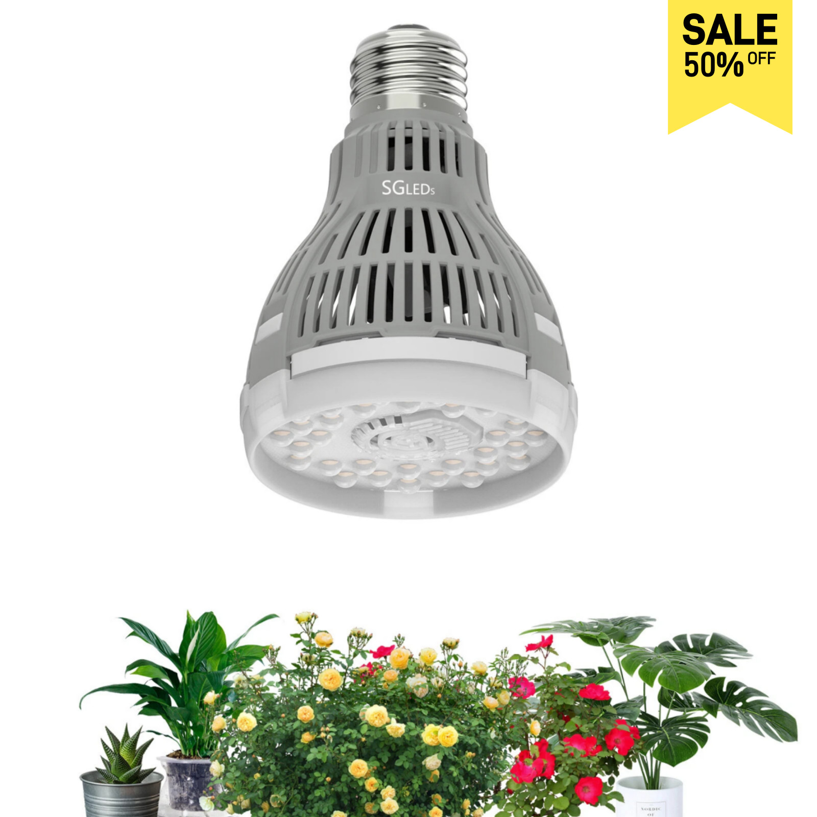 SANSI LED Grow Light Bulb 15W (200W Equivalent) Full Spectrum Plant Veg Bloom