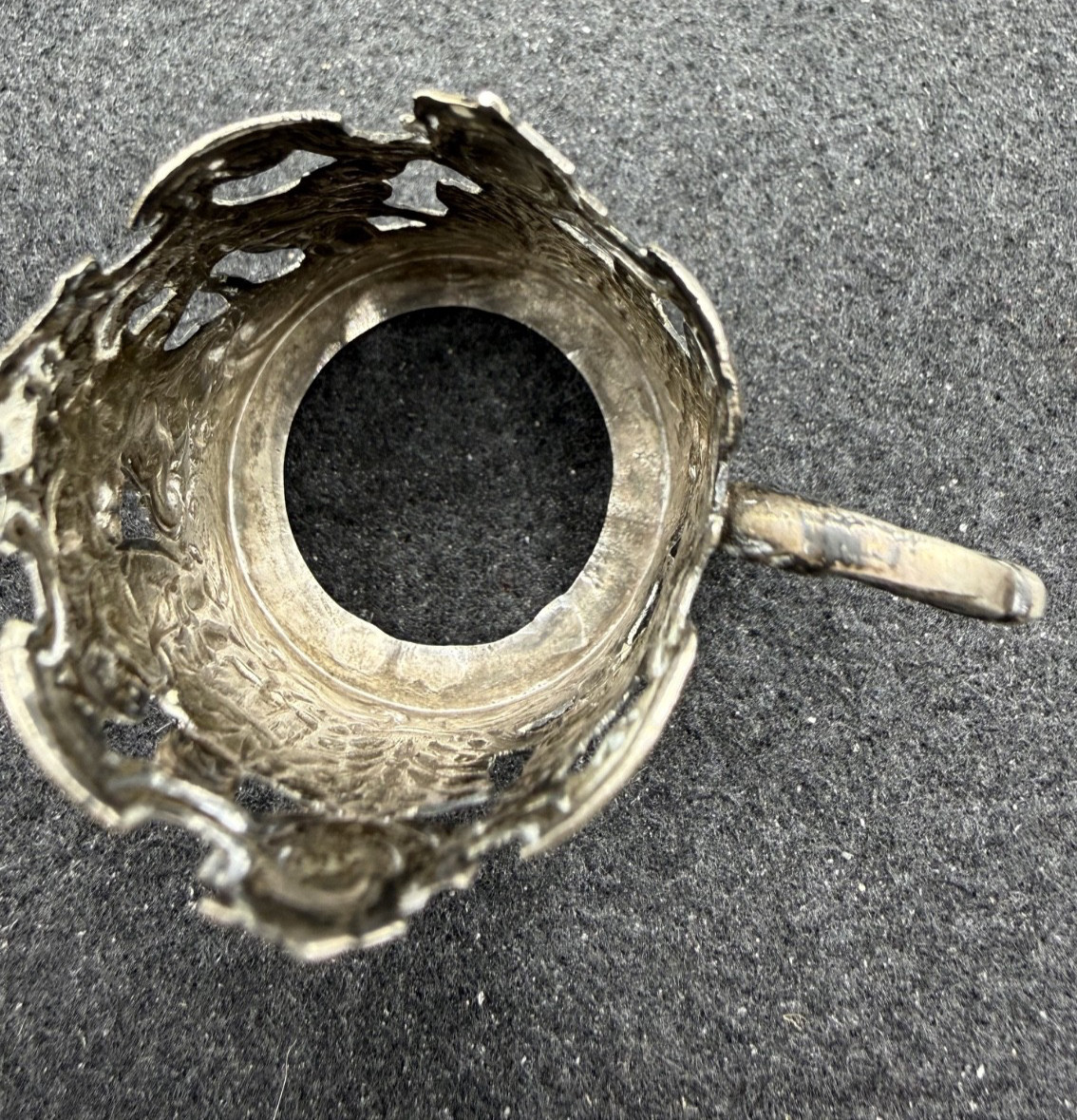 Hanau Storck & Sinsheimer silver cordial missing glass liner 14.7g garden scene