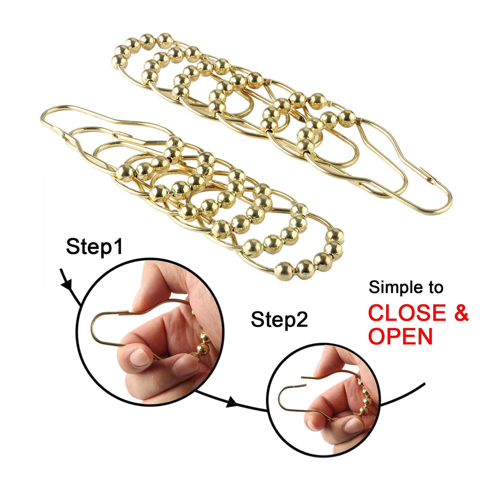 Ansxiy Shower Curtain Hooks Rings, Rustproof Metal Shower Curtain Rings for