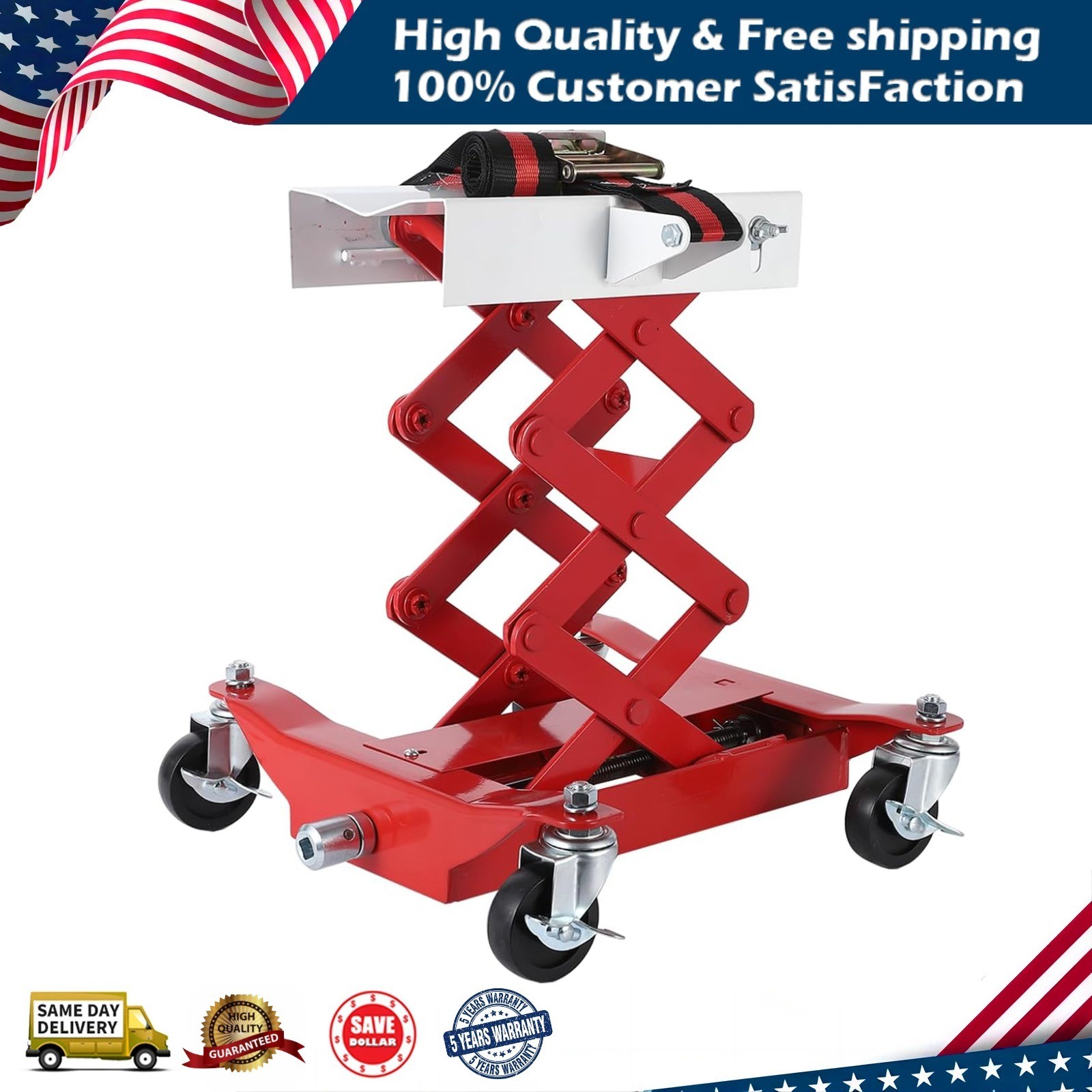 450LBS Low Profile Transmission Jack with Safety Straps Auto Repair Lifting Jack