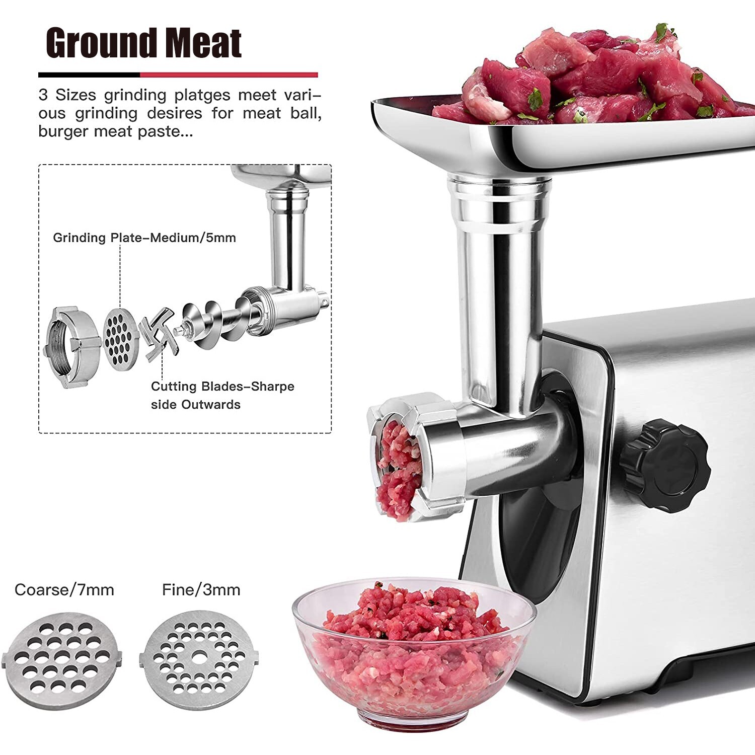 2800W Heavy Duty Commercial Electric Meat Grinder Sausage Maker Mincer Stuffer