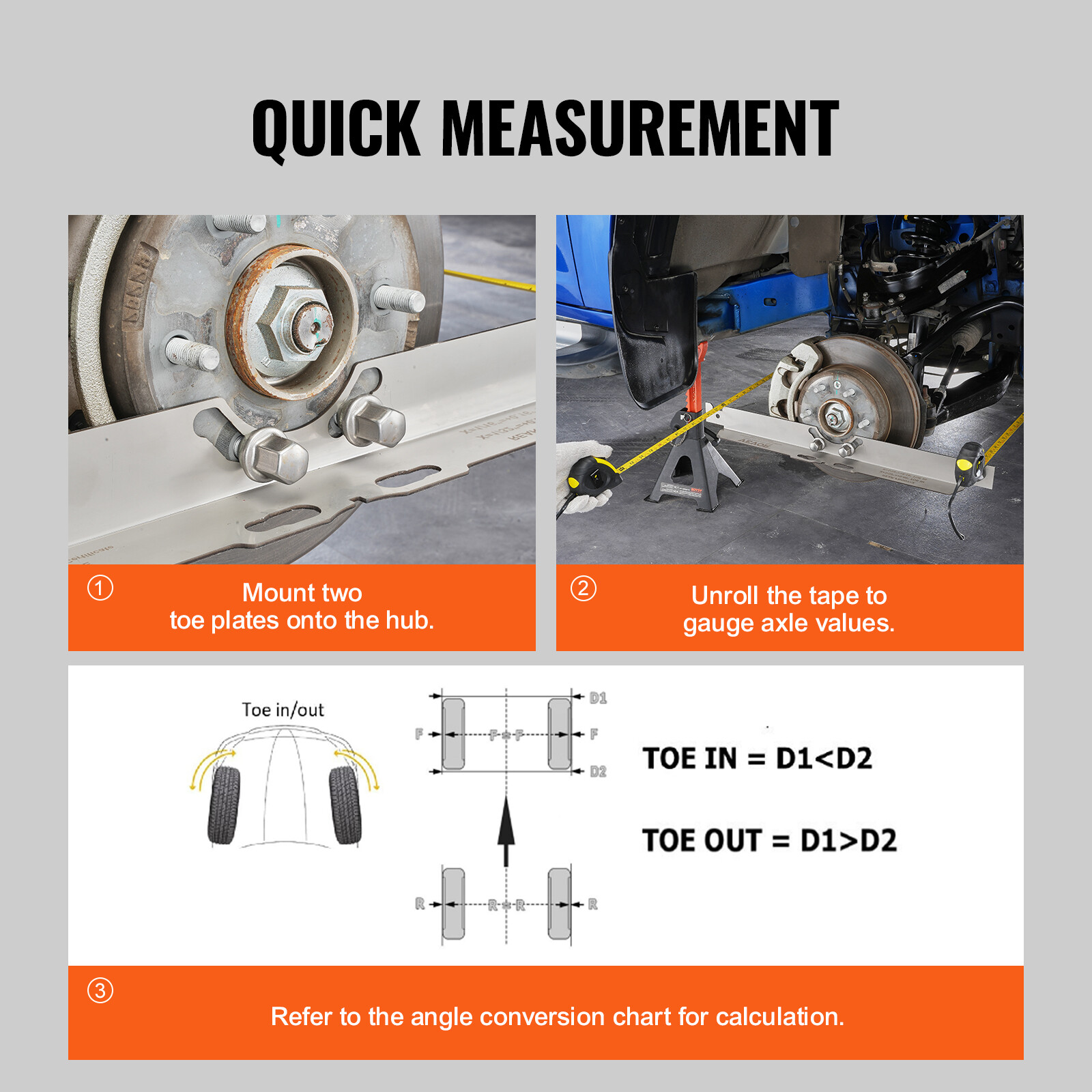 Wheel Alignment Tool Toe Plates Accurate Measurements with 2 Tape Measures