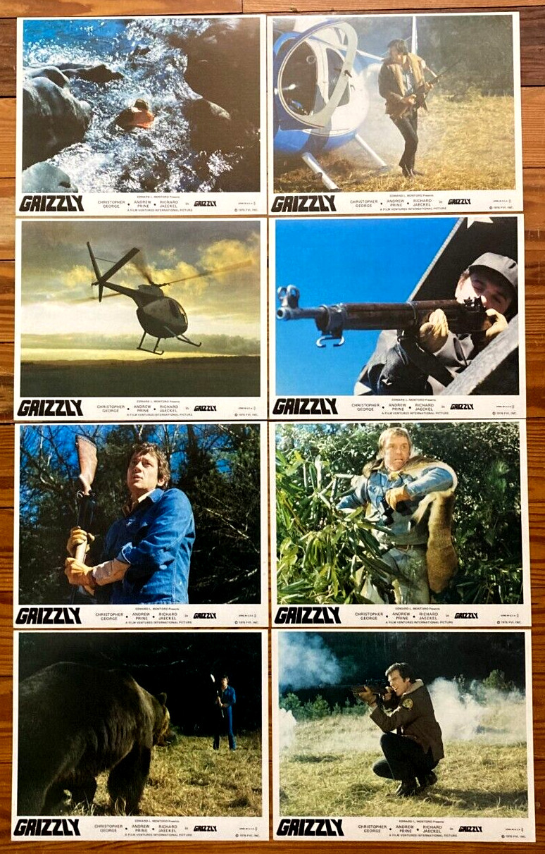 GRIZZLY Original Movie Lobby Card Set Man Eating Bear Horror Thriller Hunting