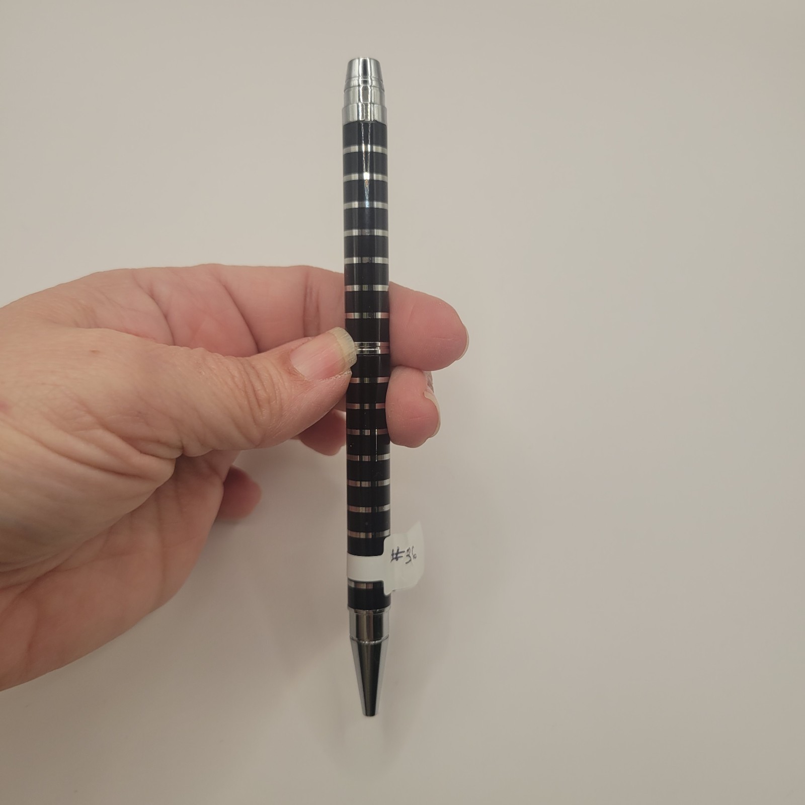 Vintage Cross Helios Black & Chrome Striped Ball-Point Pen Black Ink Works