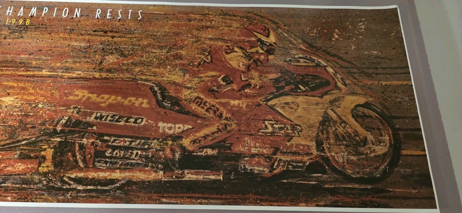 Vintage 1998 John Myers The Champion Rests NHRA Pro Stock Motorcycle Poster