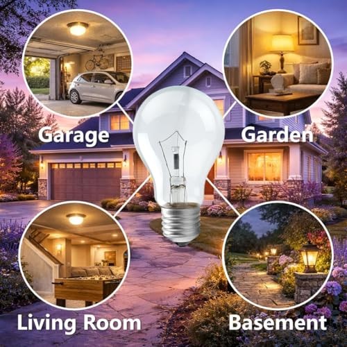 75 Watt Incandescent Light Bulbs, A19 Frosted Incandescent Rough Service Light