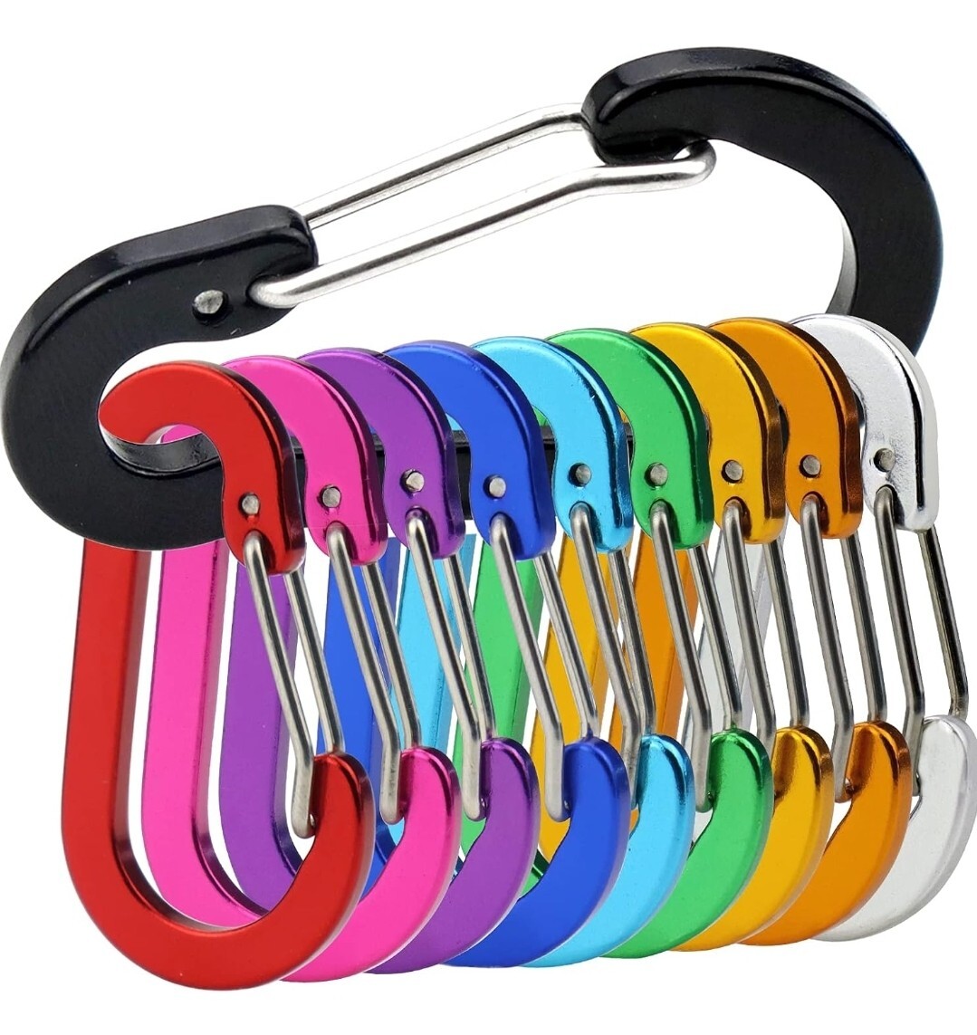 Mini Carabiner Clip Aluminum Lightweight D-Shape Spring for Keychain Outdoor