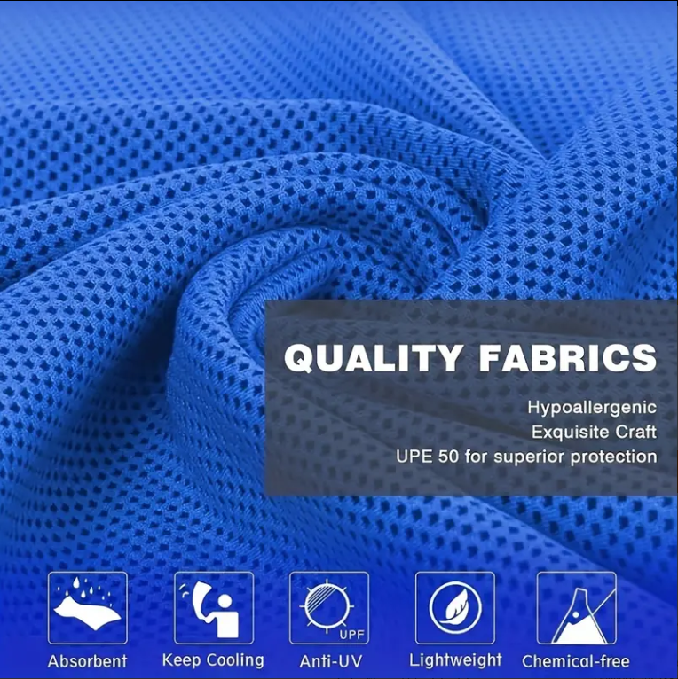 2 Cooling Hoodie Towel, Quick Dry Breathable Neck Wraps Microfiber Black