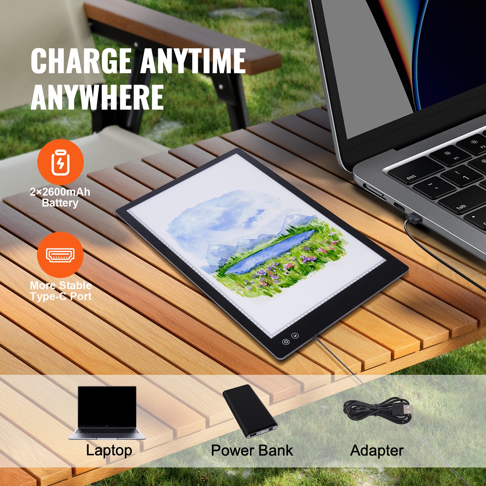 Uimoso A2 LED Rechargeable Light Pad with Adjustable Brightness Levels