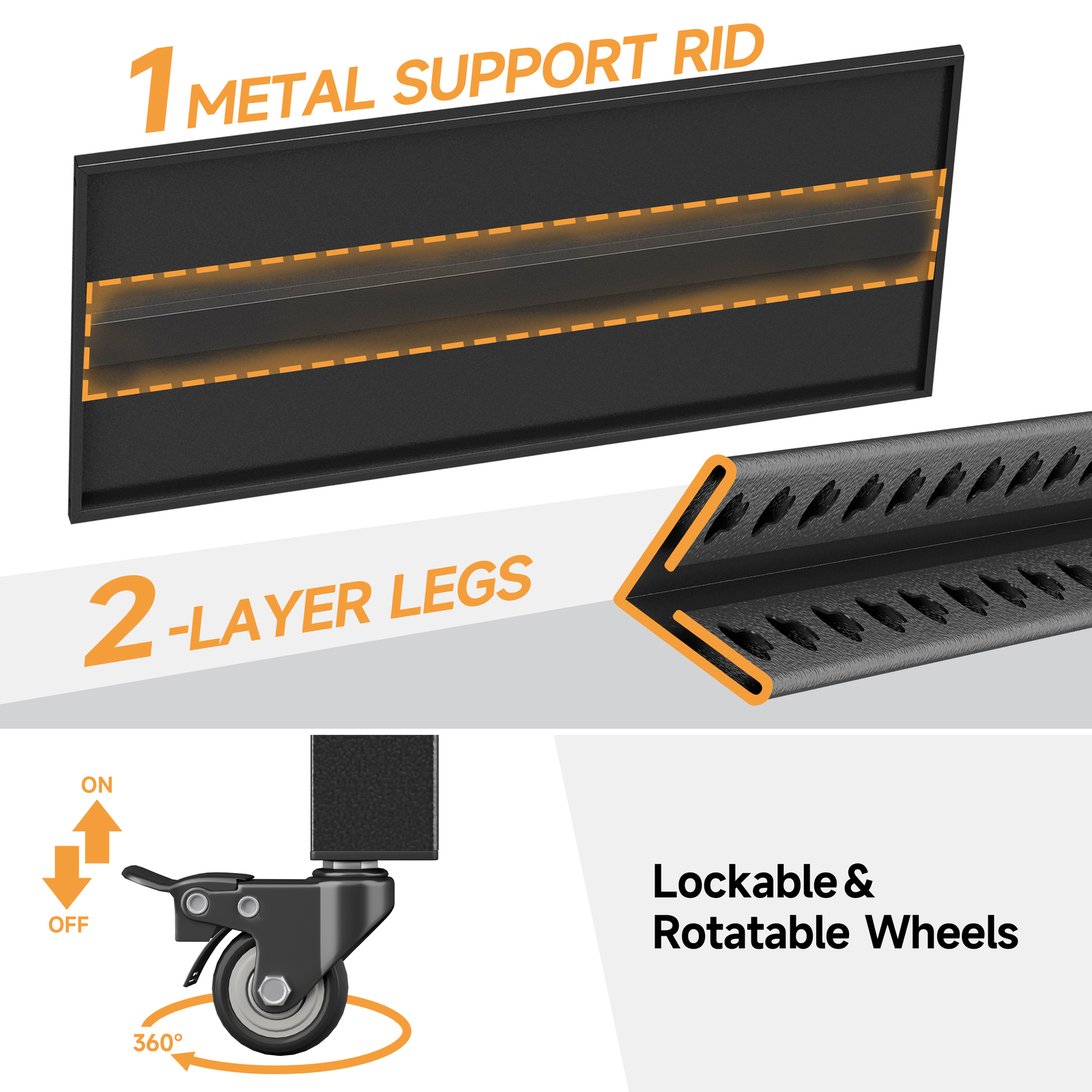 Roling Garage Workbench with Pegboard Adjustable Height Movable Storage Shelving