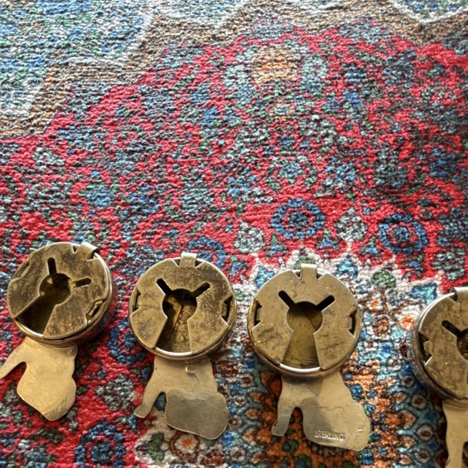 Lot of 5 Vintage Sterling Silver howling moon wolves