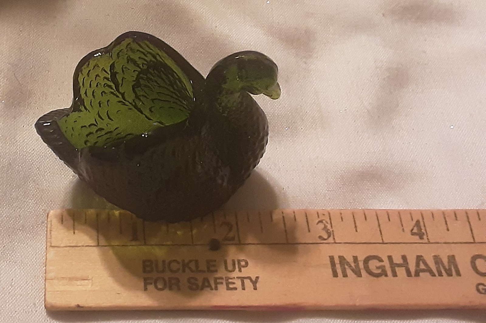 Vintage Deep Dark Green Glass Salt Cellar/Dip Swan