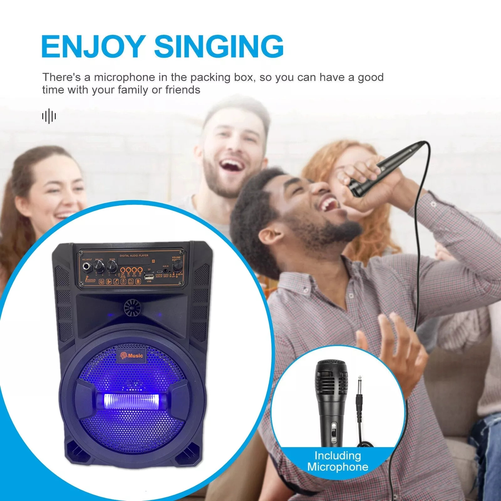 3000W Portable Bluetooth Speaker Sub Woofer Heavy Bass Sound System Party & Mic