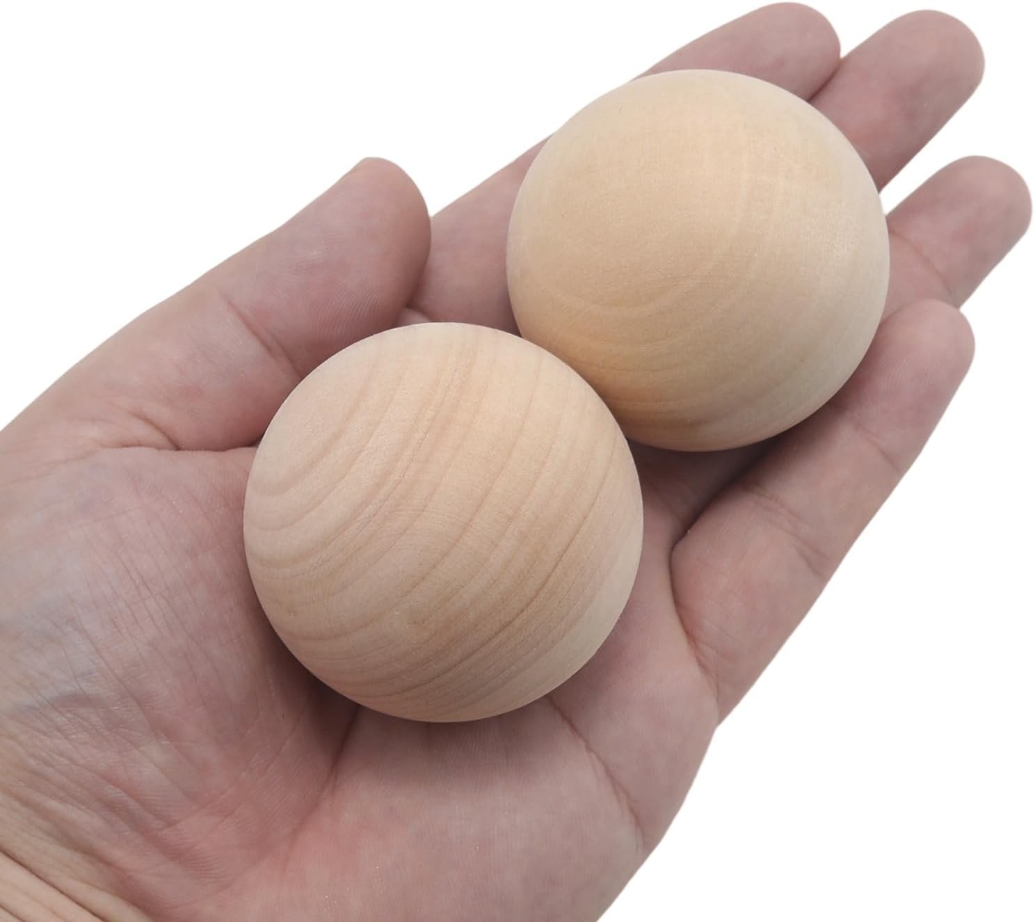5PCS 2 Inch Wooden Balls Unfinished Craft Spheres Hardwood DIY Decor Ornaments
