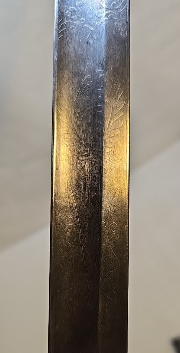 Pre-WWI British Pattern 1827 Volunteer Rifle Officers Sword w/Scabbard - Etched