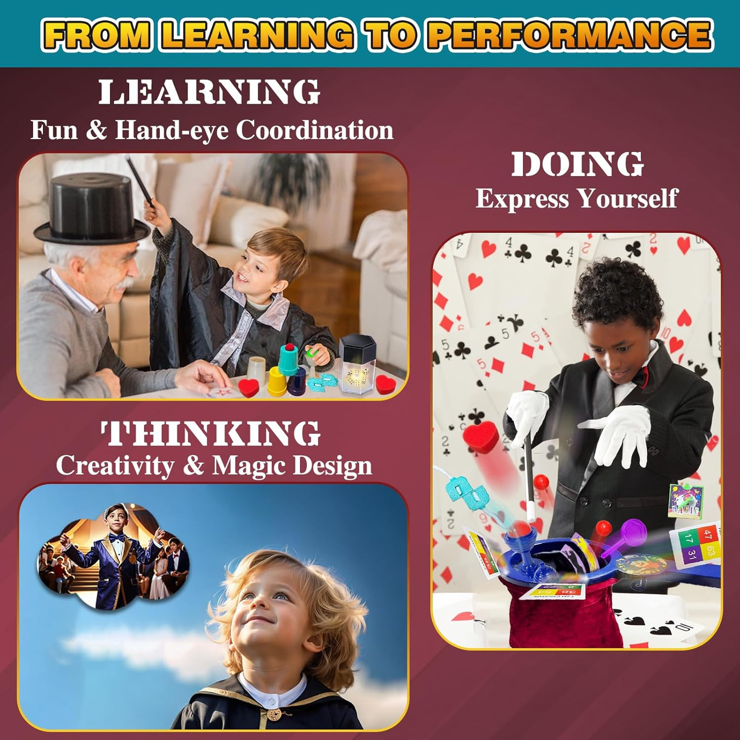 Magic Kit for Kids - 24 in 1 Magic Tricks Magician Starter Set with Video Instru