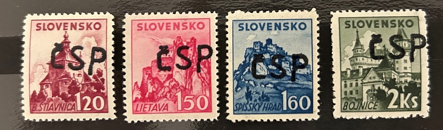 Czechoslovakia Bardejov local ovp on Slovakia complete set 1945 Grau No 8