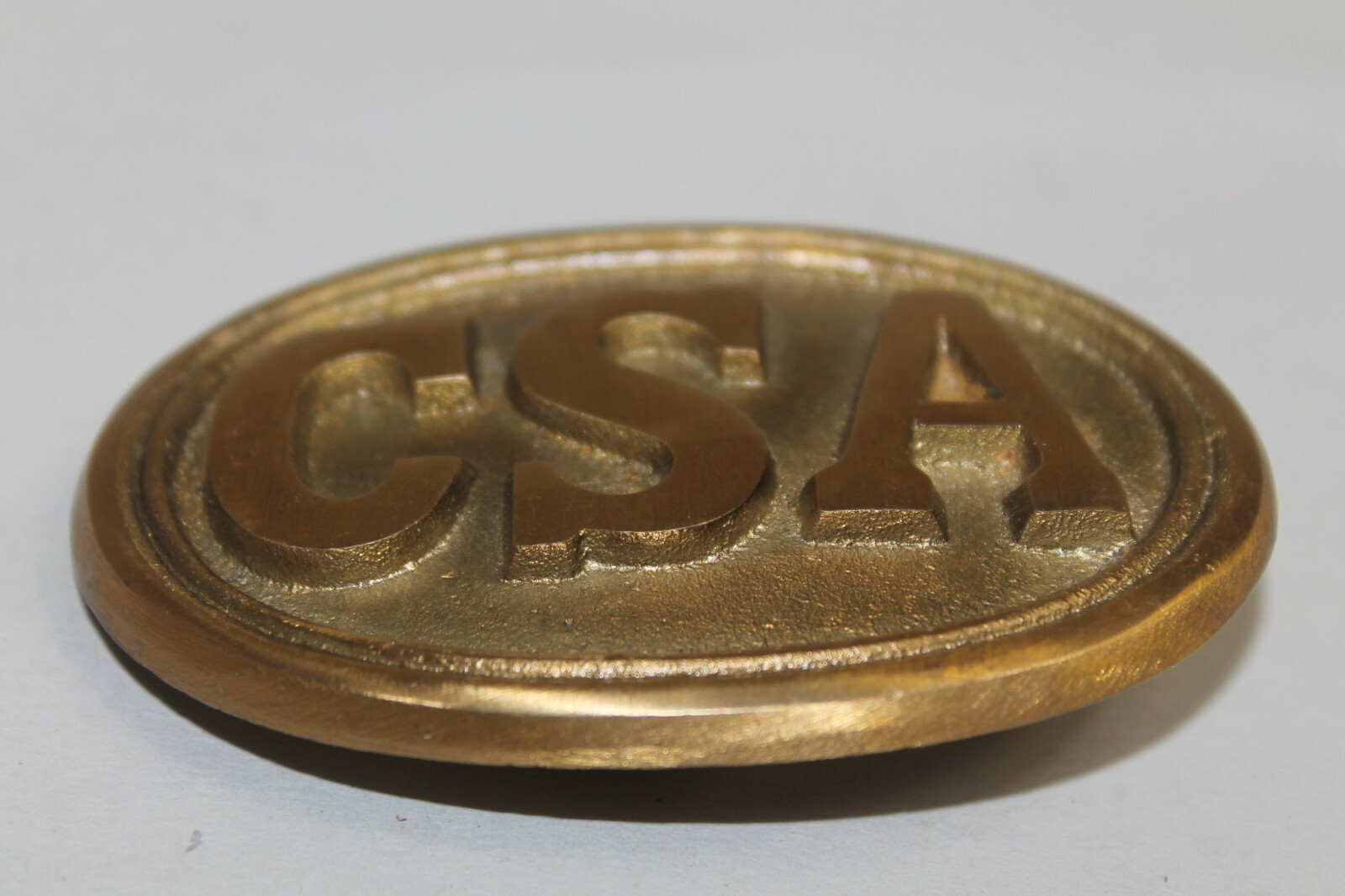 Antique Style Military Civil War Confederate CSA Belt Buckle Oval SOLID Brass #1