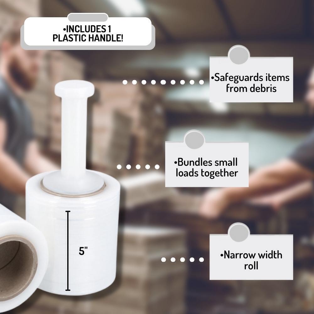 5" x 1000FT 12 Rolls Pallet Wrap Stretch Film Shrink Hand Wrap 1000'