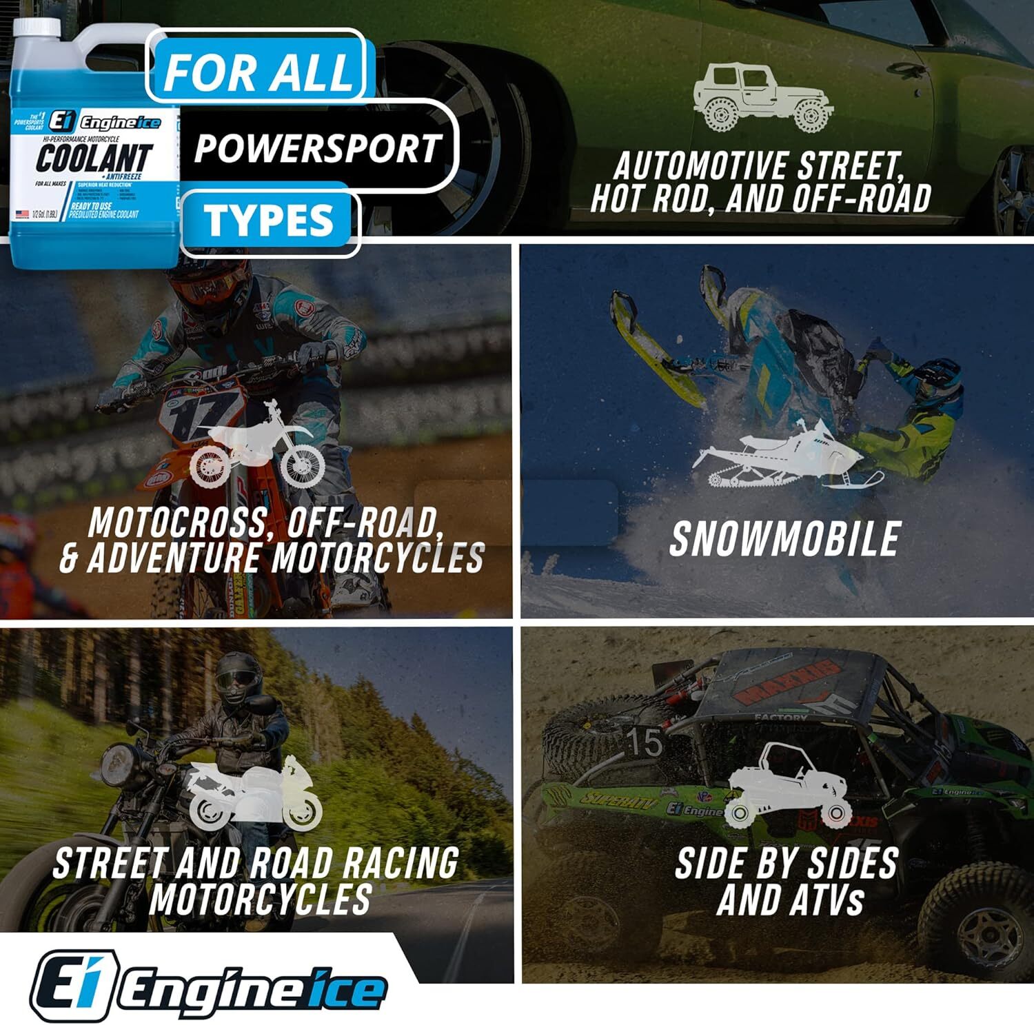 Qty 2 of ENGINE ICE 1/2 GAL High Performance Coolant Non-Toxic Biodegradable