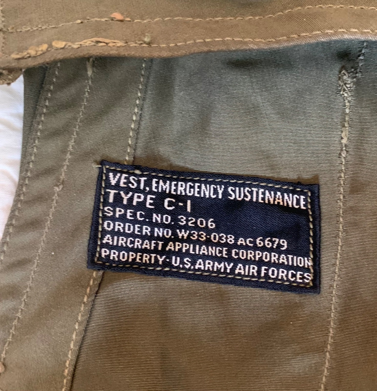 US Army Air Forces WWII Type C-1 Emergency Sustenance Vest w/ Holster