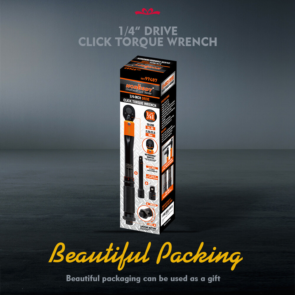 1/4" Torque Wrench Snap Socket Professional Drive Click Ratcheting Reversible