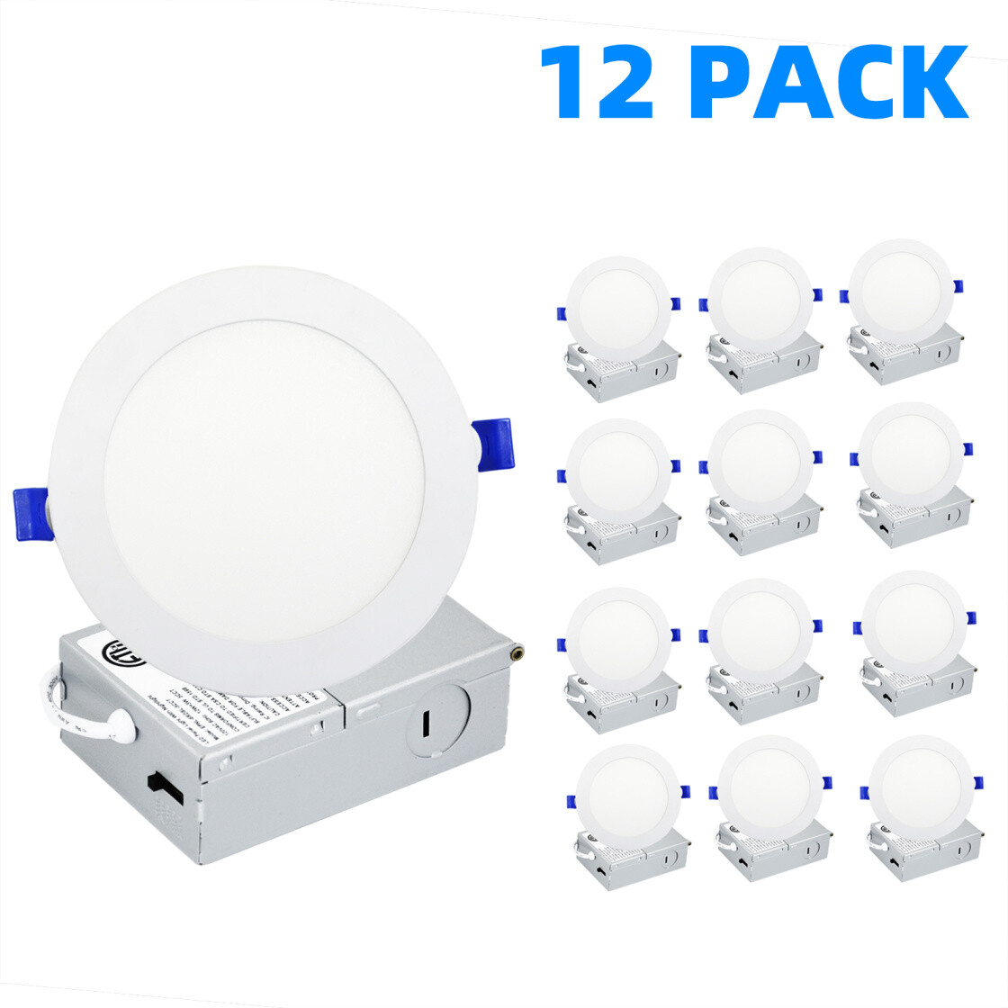 6 12 Pack 6" Inch Ultra Thin LED Recessed Ceiling Light & Junction Box,US Ship