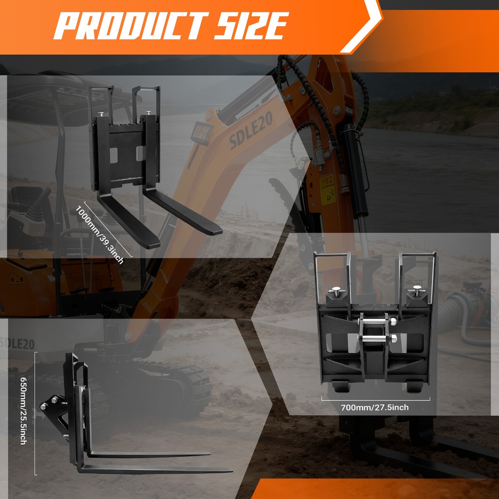 Pallet Fork for 1-2T Mini Excavator, 2025 Model Free Shipping USA