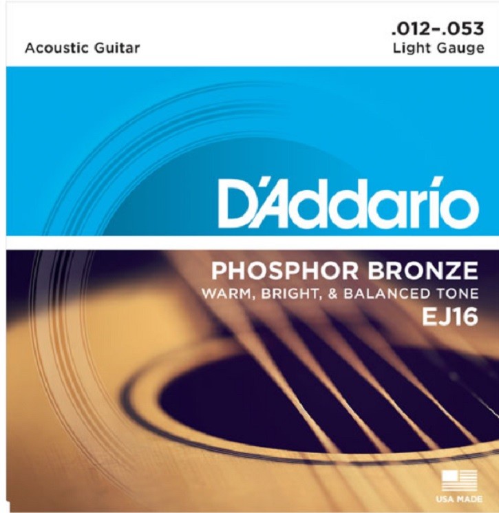 D'Addario EJ16 12-53 Light Phosphor Bronze Acoustic Guitar Strings