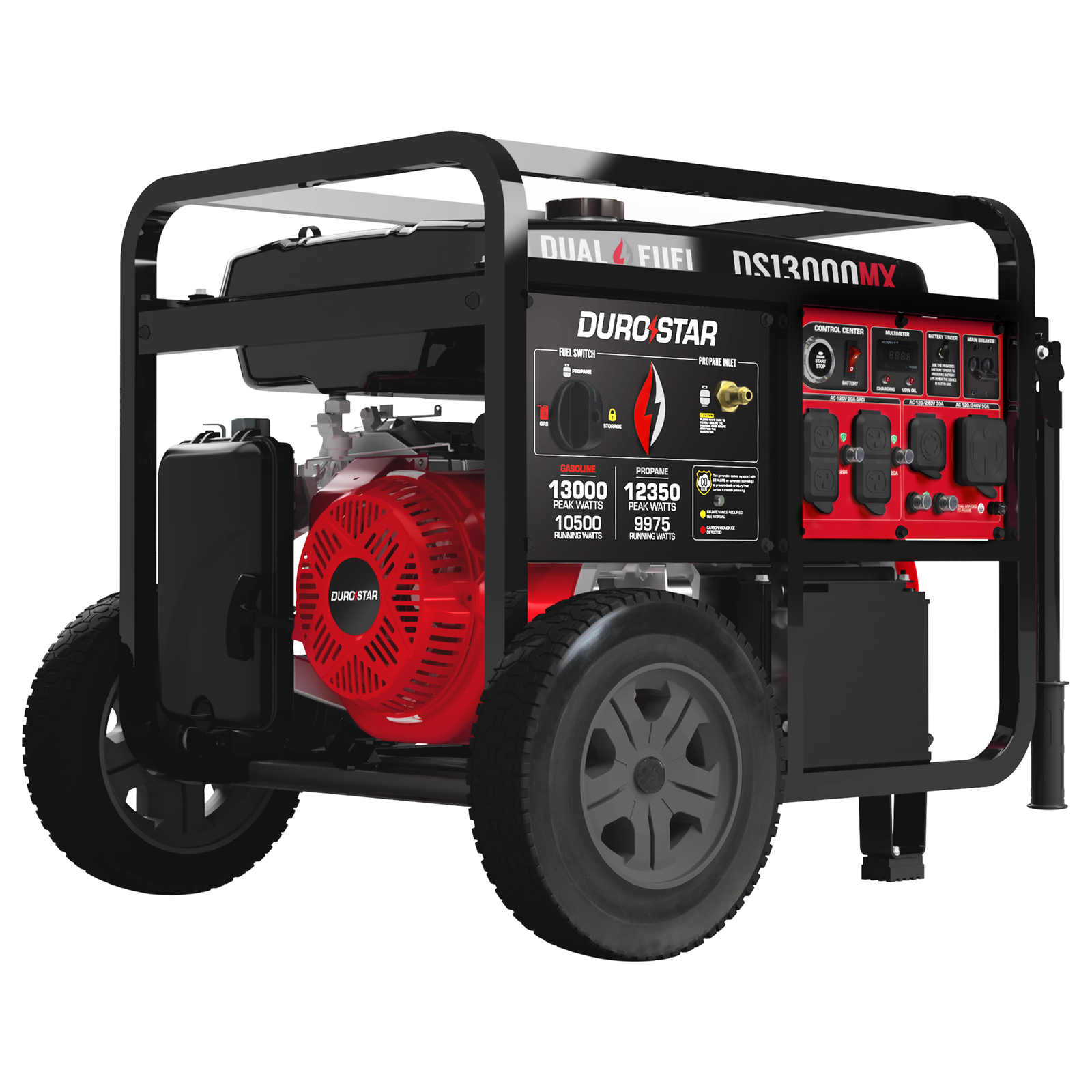 DuroStar DS13000MX 13,000W/10,500W Dual Fuel Portable Generator w/ CO Alert
