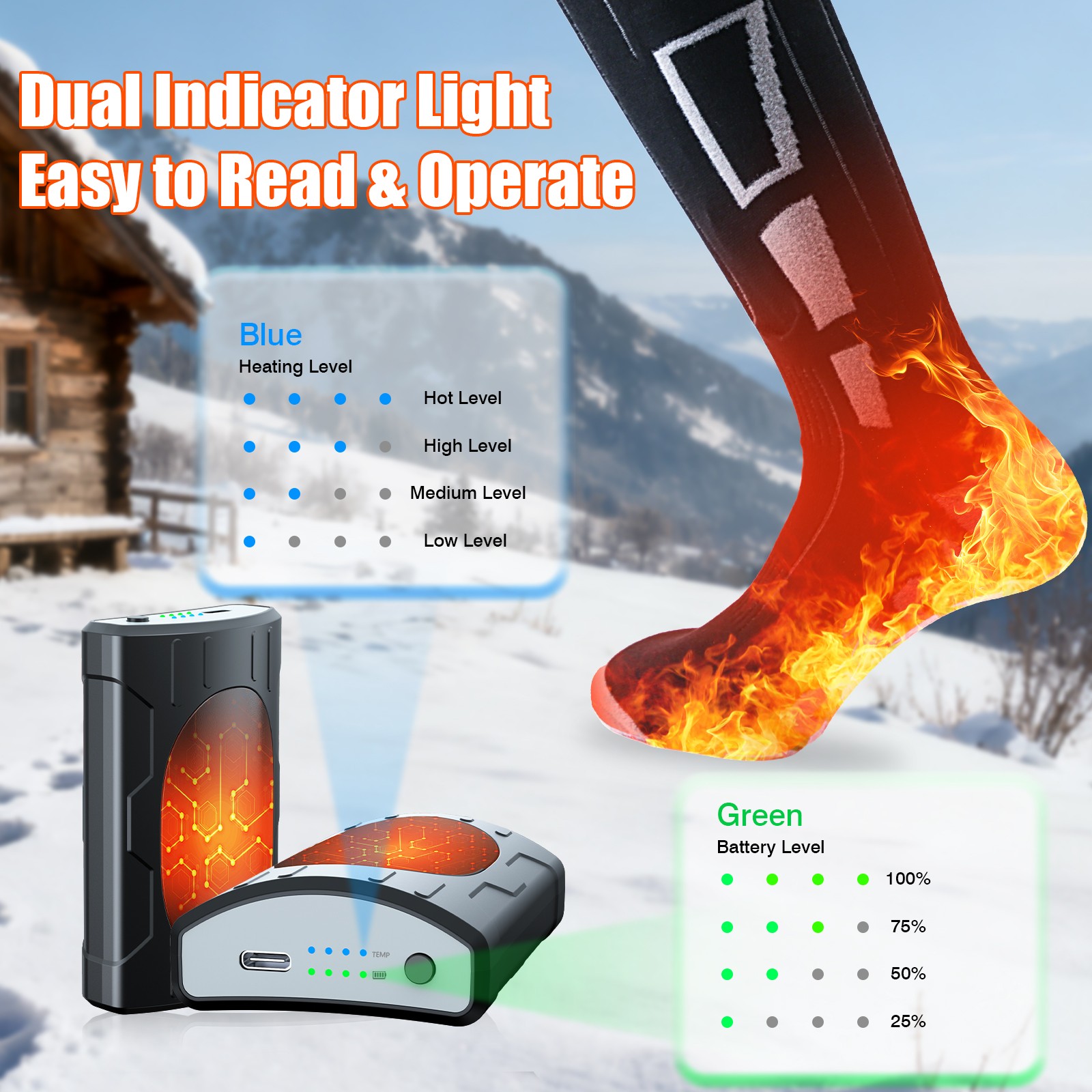 Men/Women Heated Socks – Rechargeable 7500mAh, 2025 Upgraded 360° Heat