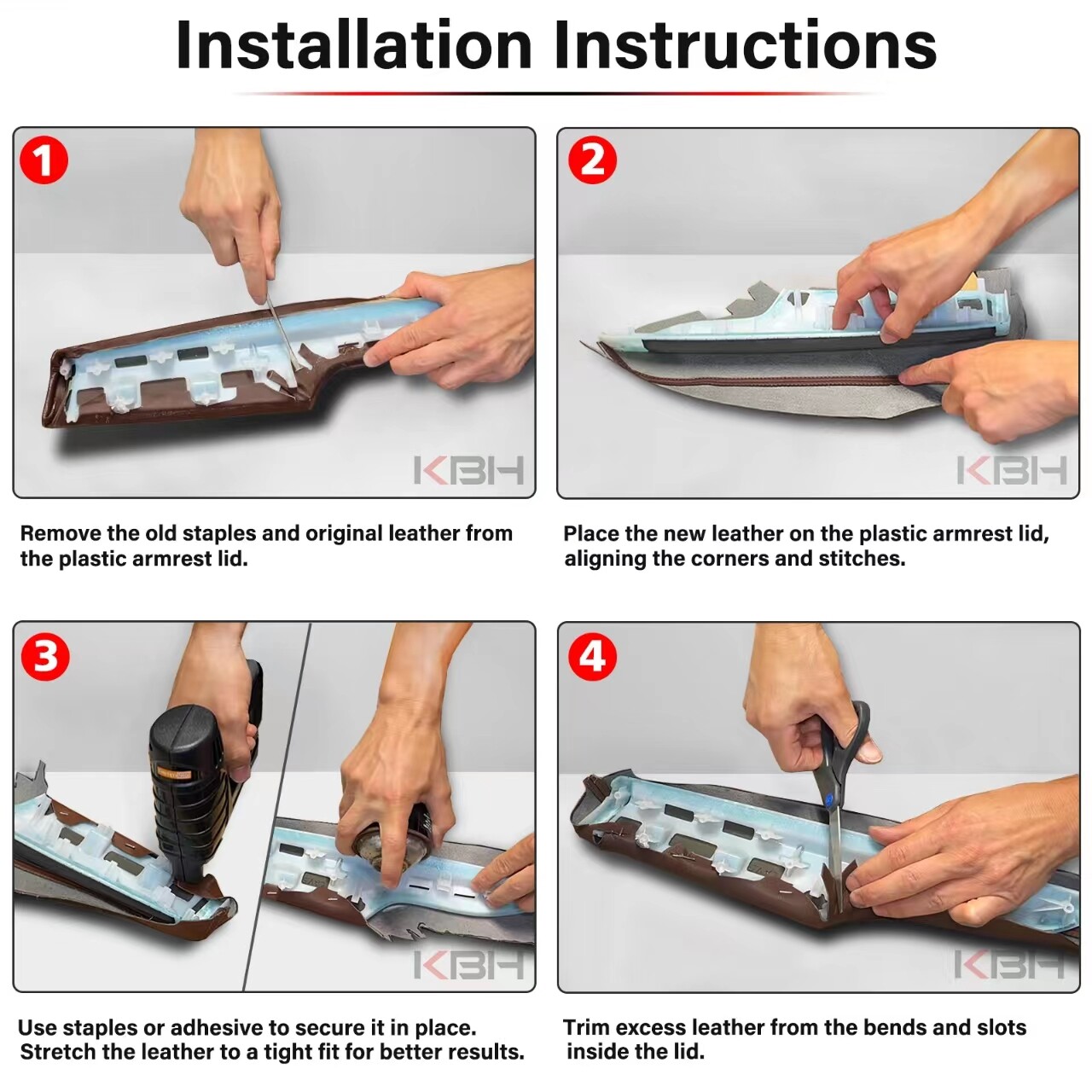 Fits 2013-2018 Toyota Avalon Console Lid Armrest & Door Panel Cover Trim Brown