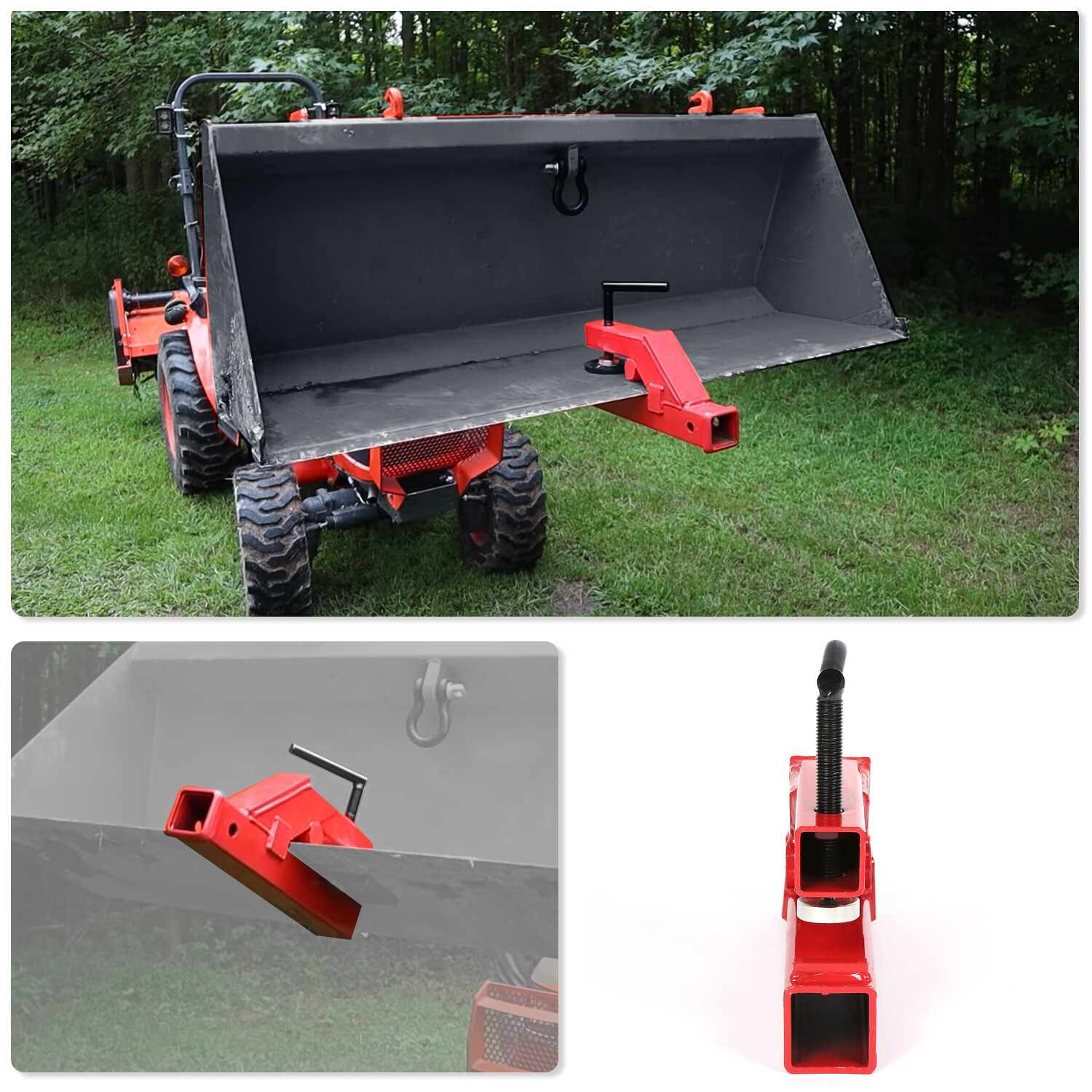 Receiver Hitch 2" Clamp On Trailer Tractor Bucket Mount Adapter For Deere Bobcat