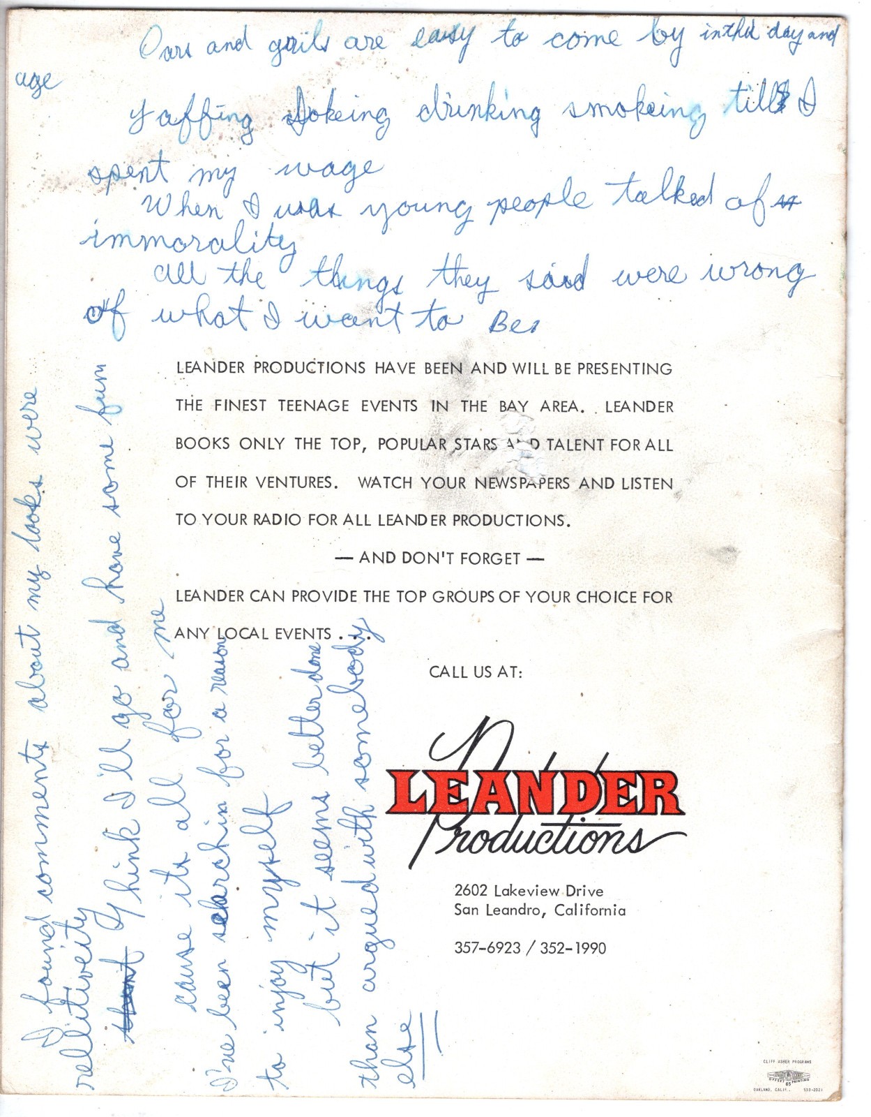 Them Van Morrison 1966 Concert Tour Book Oakland Coliseum Association Baytovens