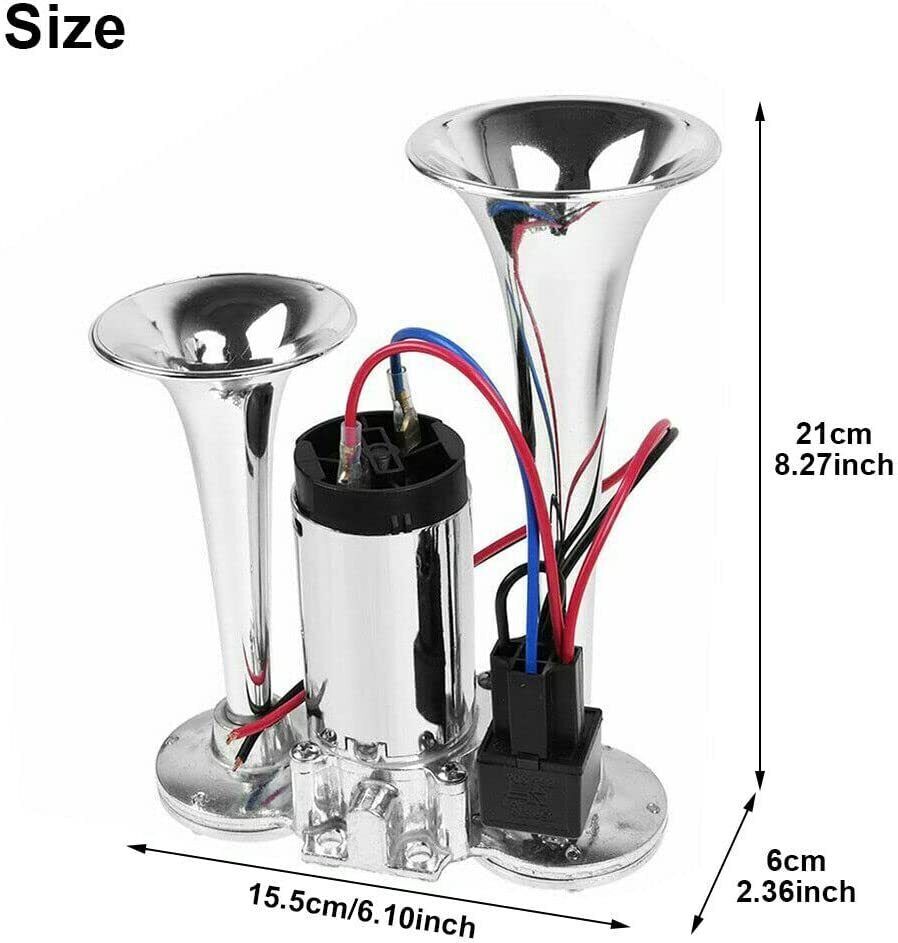 Super Loud Air Electric Horn 600DB 12V Dual Trumpet Car Truck Boat Train Speaker