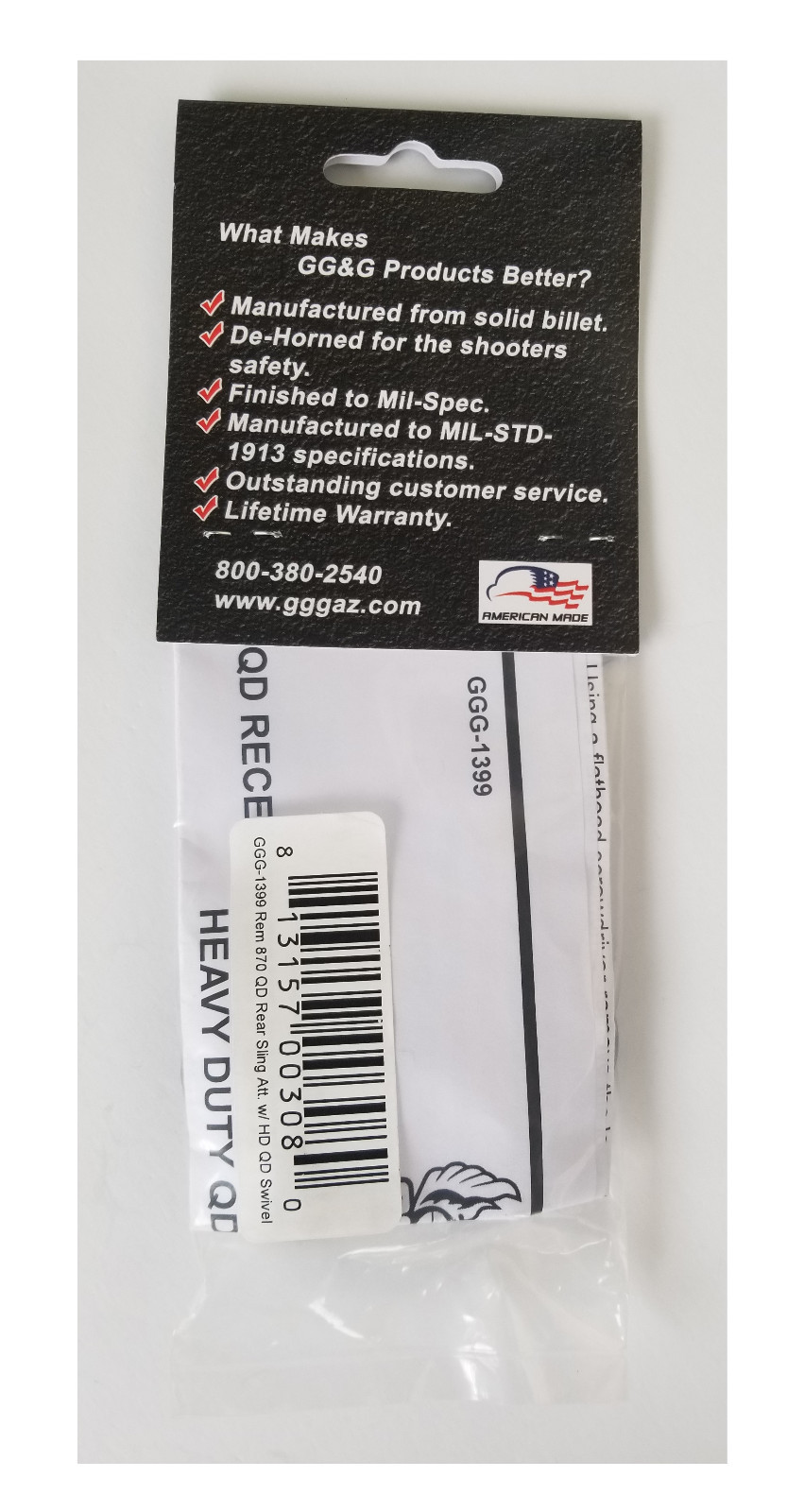 GG&G GGG-1399 Remington 870 Quick Detach Rear Sling Mount & HD QD Swivel - NEW