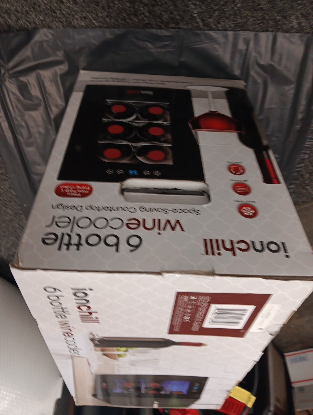 Ionchill 6 Bottle Wine Cooler Countertop Fridge Black LED Display 15lb Unit